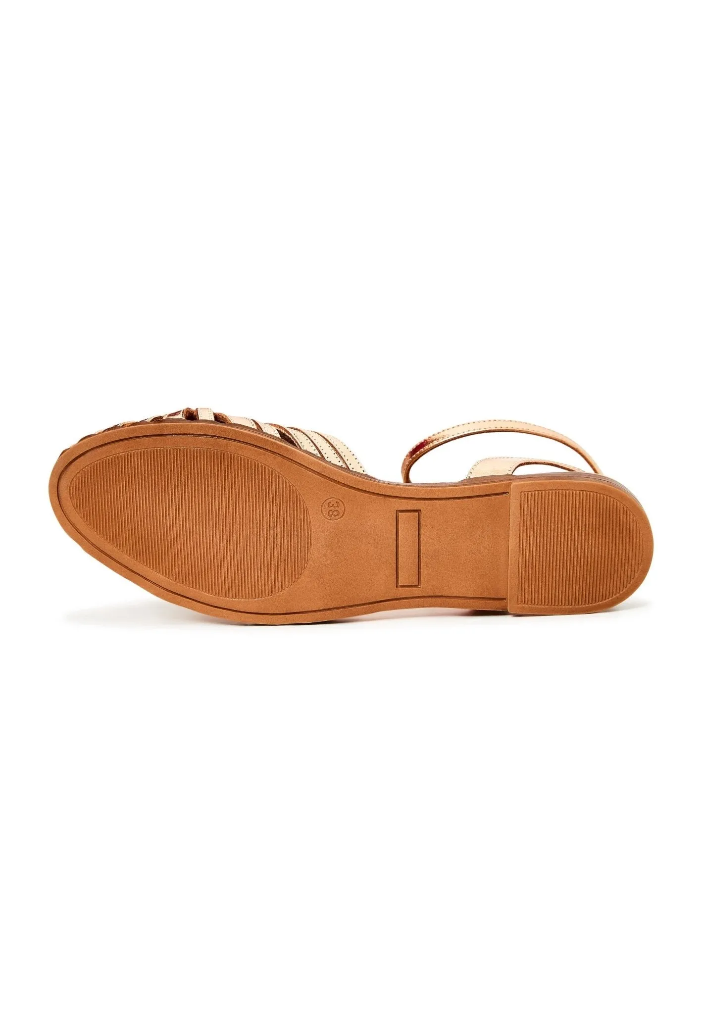 Leather Flat Sole Sandals - Gold