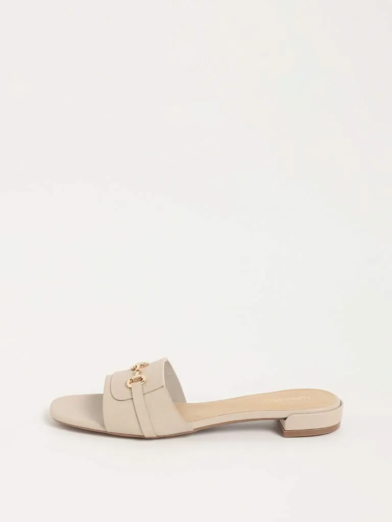 LUNA BLU Ivory Slip-On Sandals