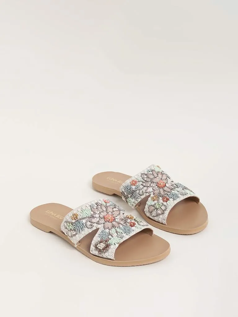 LUNA BLU White Floral Embellished Sandals