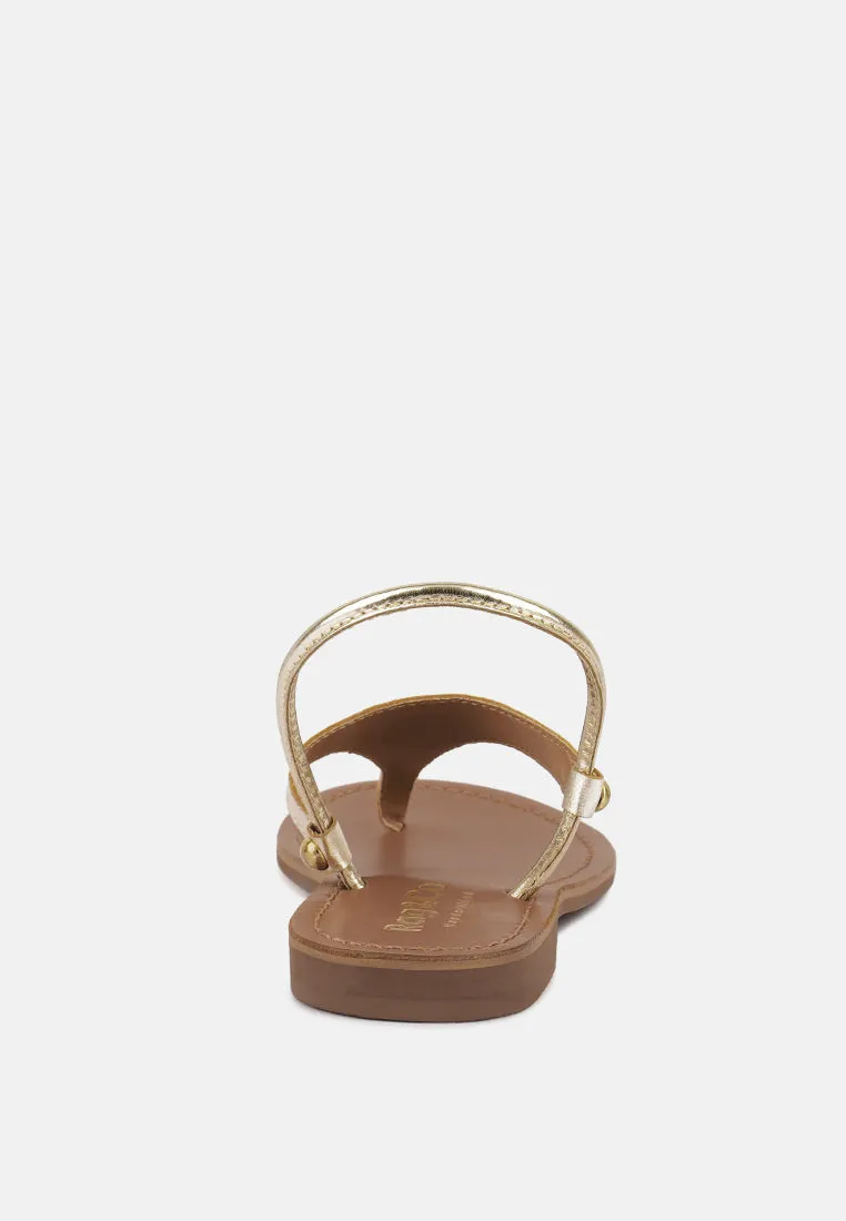 MADELINE Gold Flat Thong Sandals