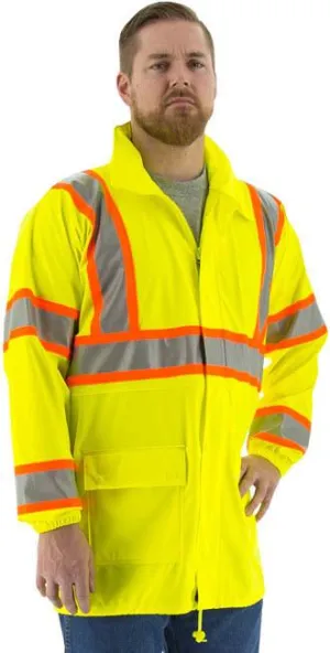 Majestic 75-7301 High Visibility Waterproof With Dot String Rain Jacket , Ansi 3, R