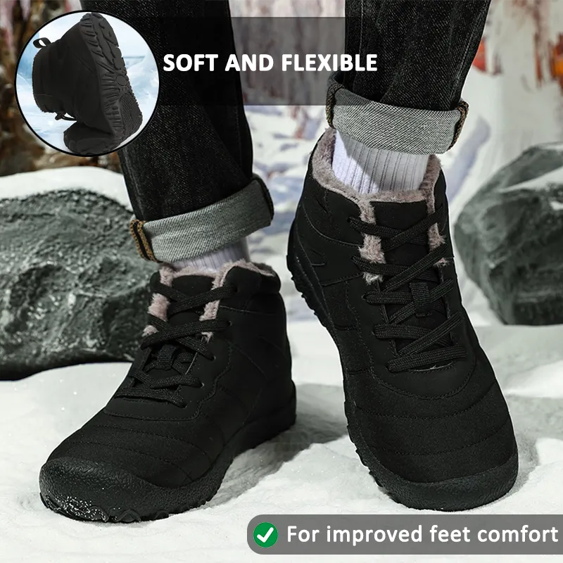 Men's Snow Boots Cold-Proof Straps Winter Shoes Hiking Shoes Footwear Non-slip & Waterproof Winter Barefoot Shoe