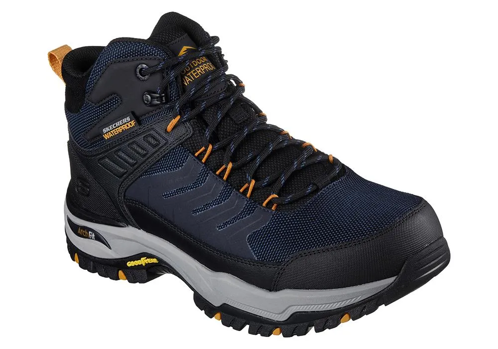 Men's Wide Fit Skechers 204634 Arch Relaxed Fit Dawson Raveno Good Year Hiking Boots - Navy/Black