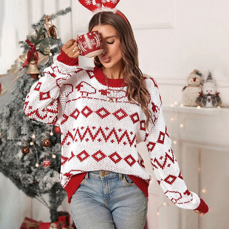 METAVERSMALL New new autumn and winter 2025 Christmas pullover knitted sweater  long-sleeved crew neck knitted Christmas sweater