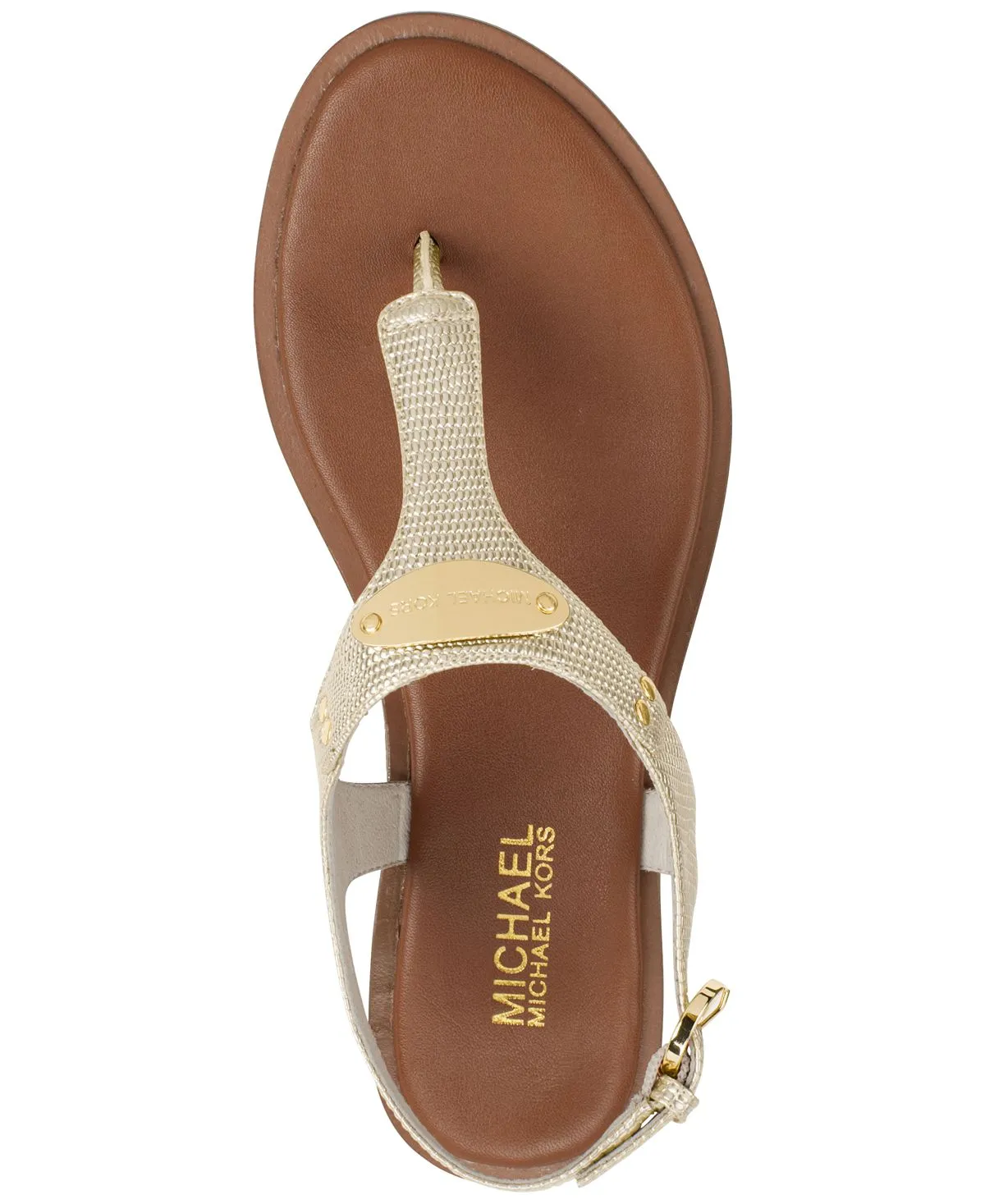 Michael Kors Women's MK Strappy Flat Sandals Gold