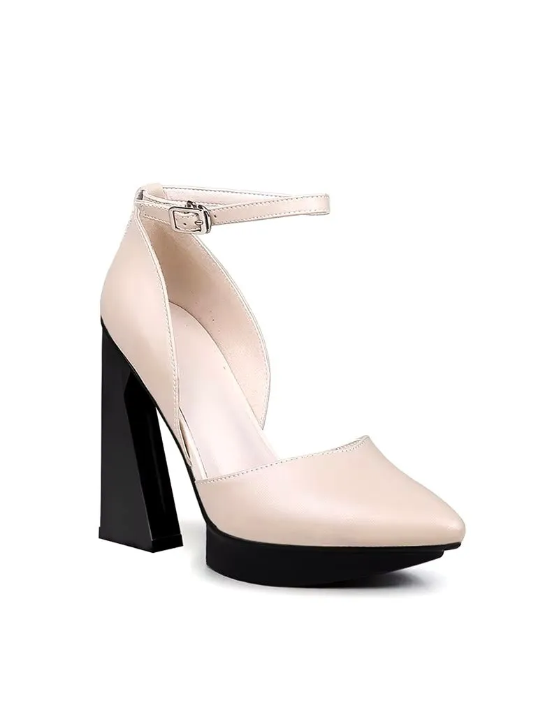 Odette Cream White Platform Block Heels