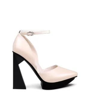 Odette Cream White Platform Block Heels