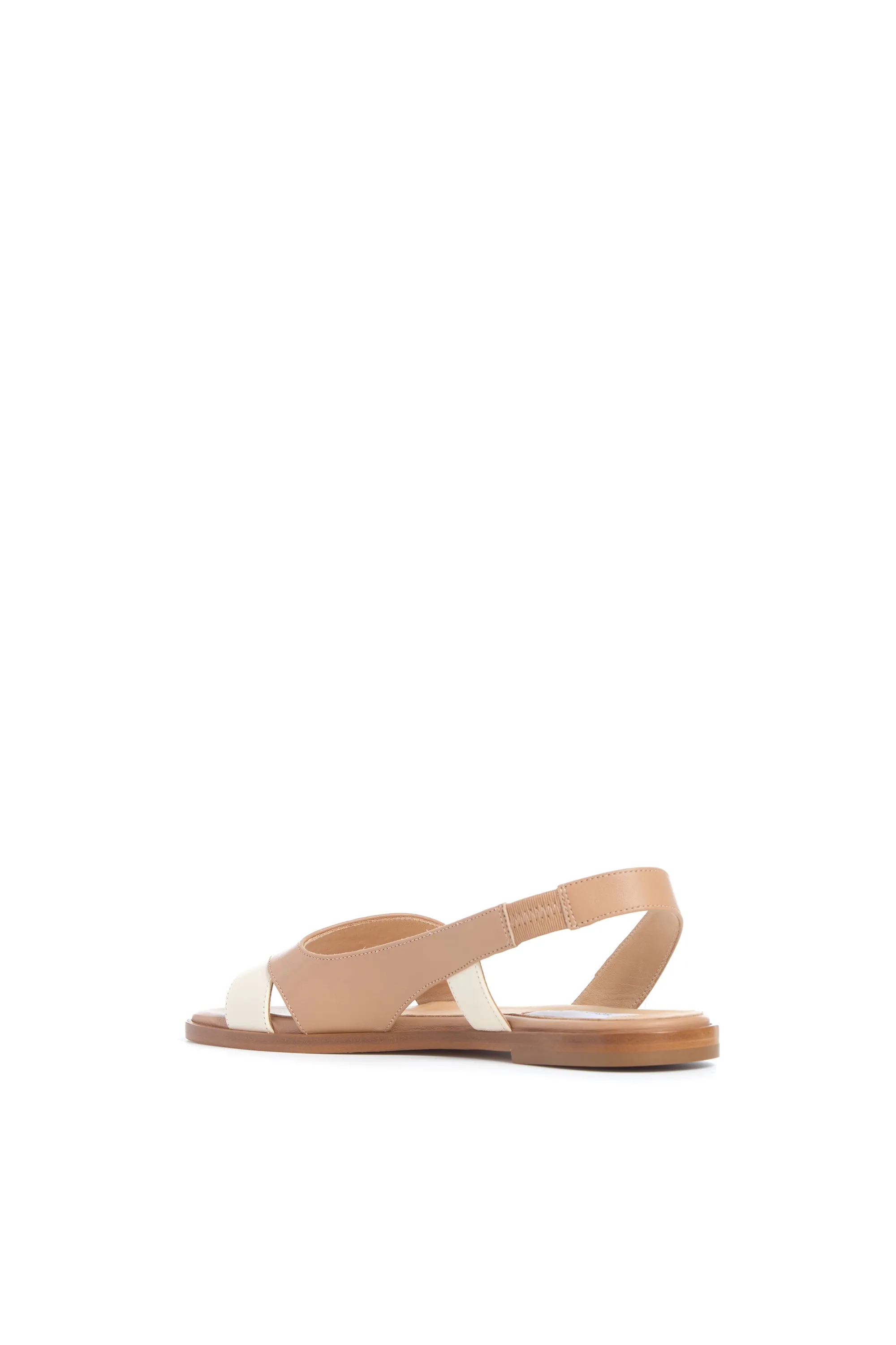 Pippa Flat Sandal in Ivory & Nude Nappa Leather