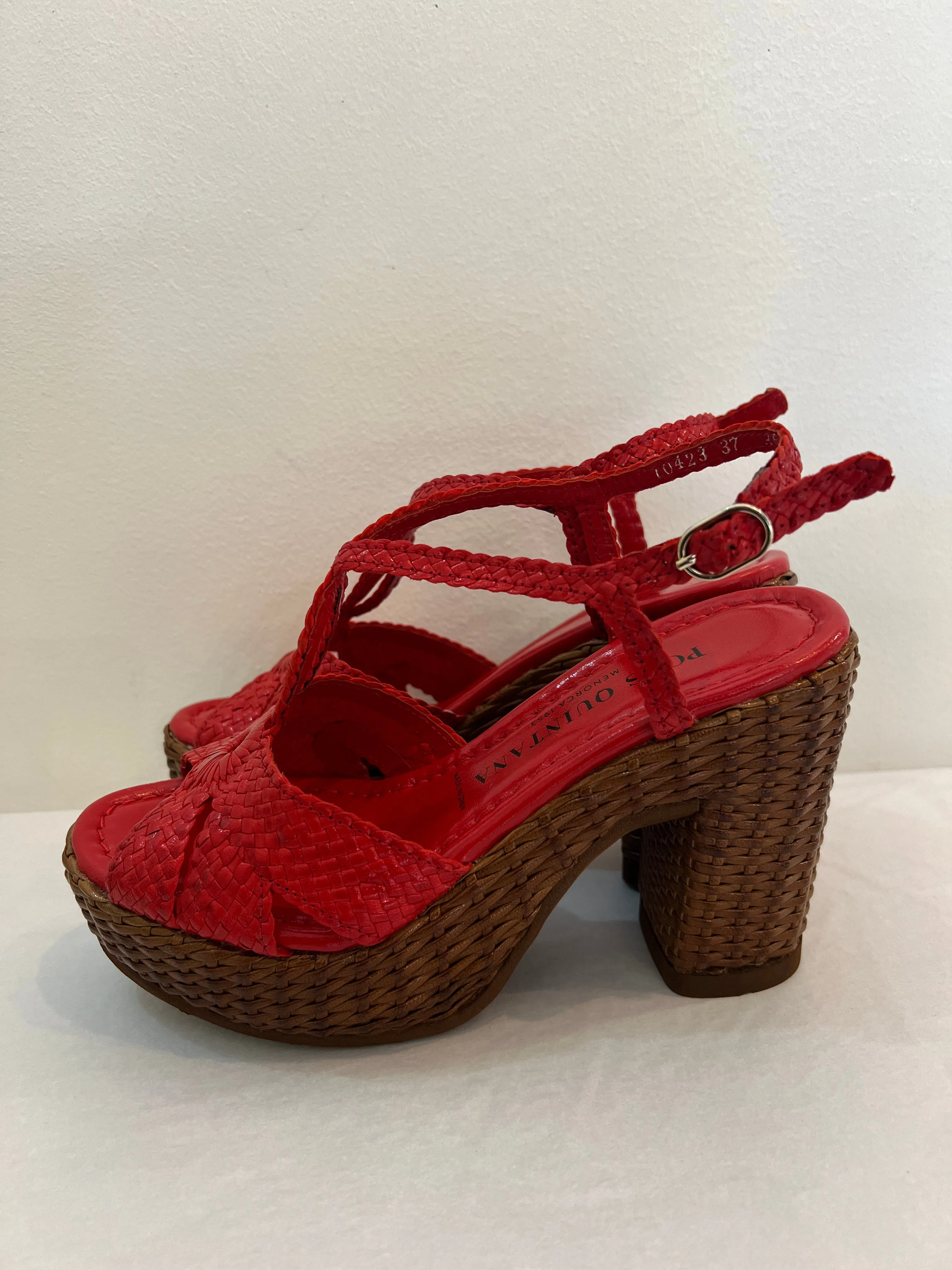 Pons Quintana Red Woven Platform Sandal