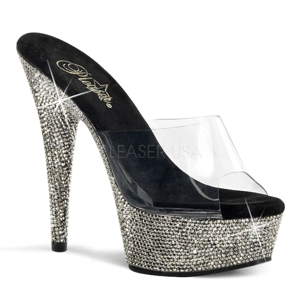 Rhinestone 6 Inch Platform Slide