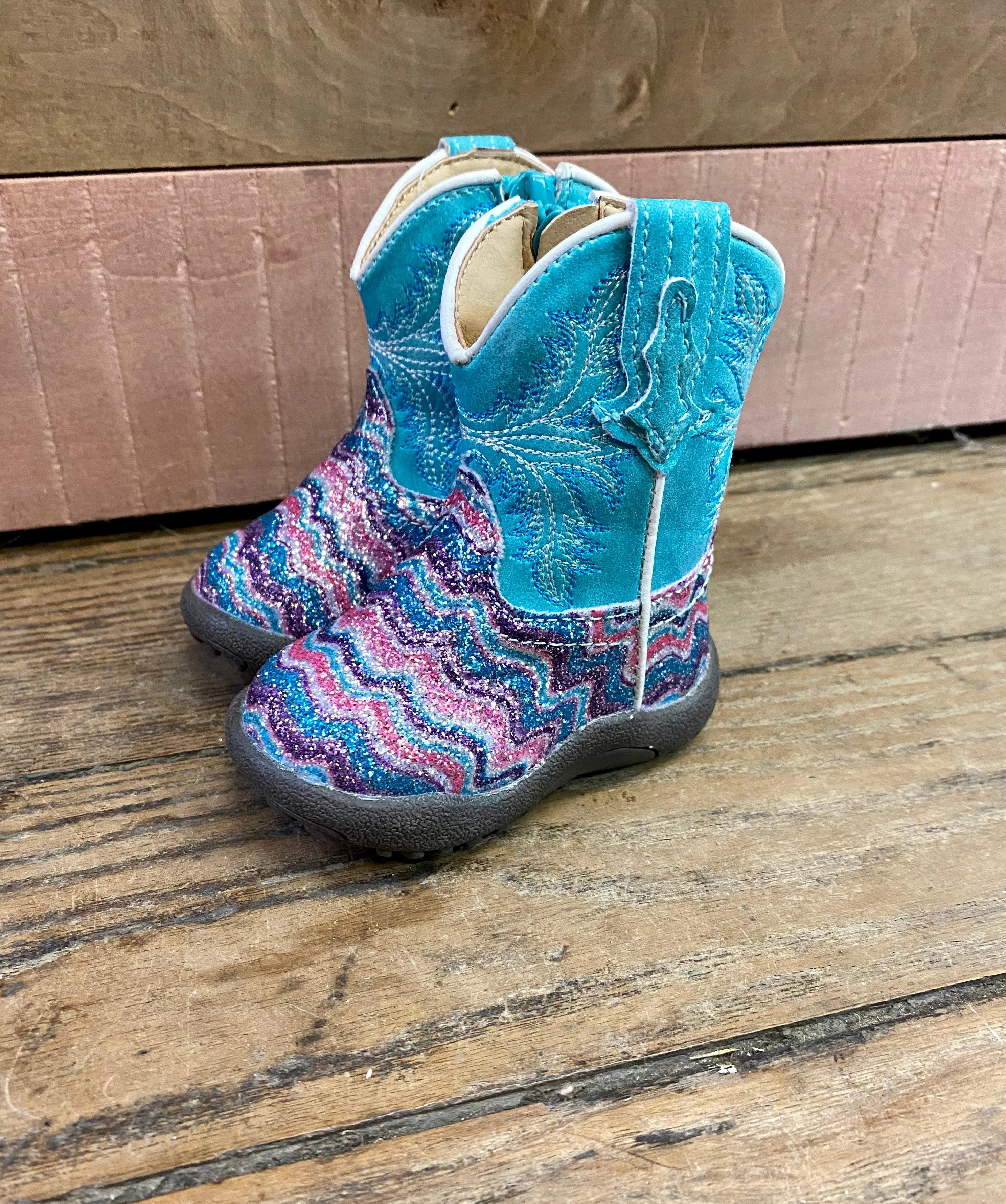 Roper Girl's Infant, Toddler & Children Aztec Glitter Square Toe Cowgirl Boots 0191-9523