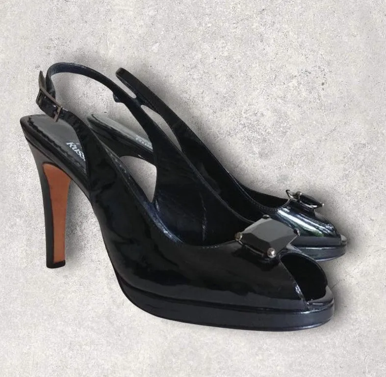 Russell & Bromley Beverly Feldman Black Swanky Patent Leather Shoes UK 7 US 9M