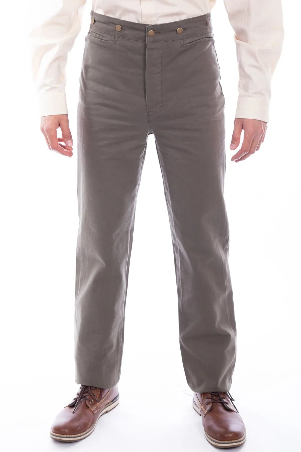 Scully Mens Khaki 100% Cotton 1800s High Rise Pants