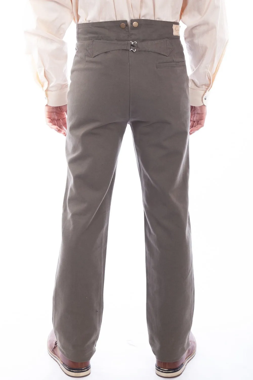 Scully Mens Khaki 100% Cotton 1800s High Rise Pants