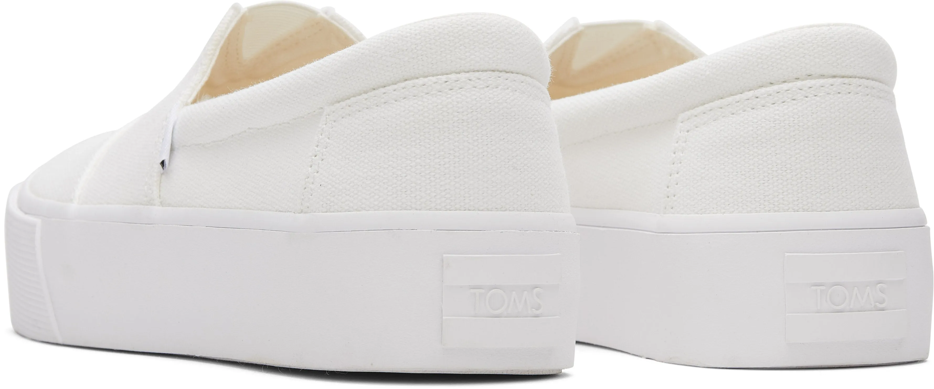 Toms Women Alp Fenix Platform Slip On White Washed Canvas