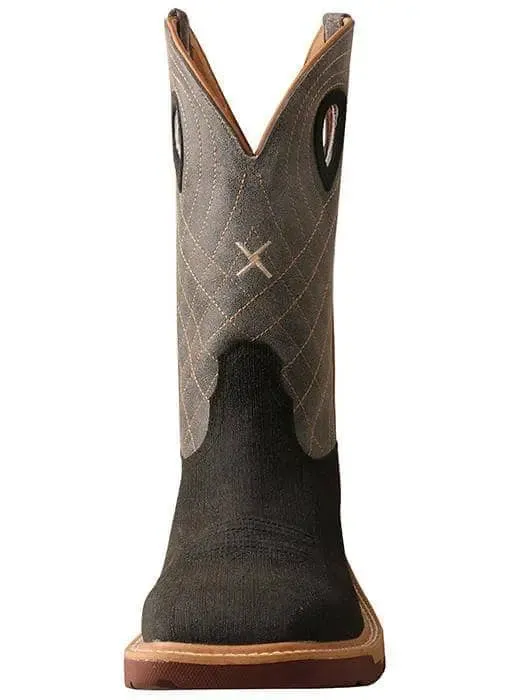 TWISTED X - Mens‚ 12Alloy Toe Western Work Boot with CellStretch, Rubberized Charcoal/Grey