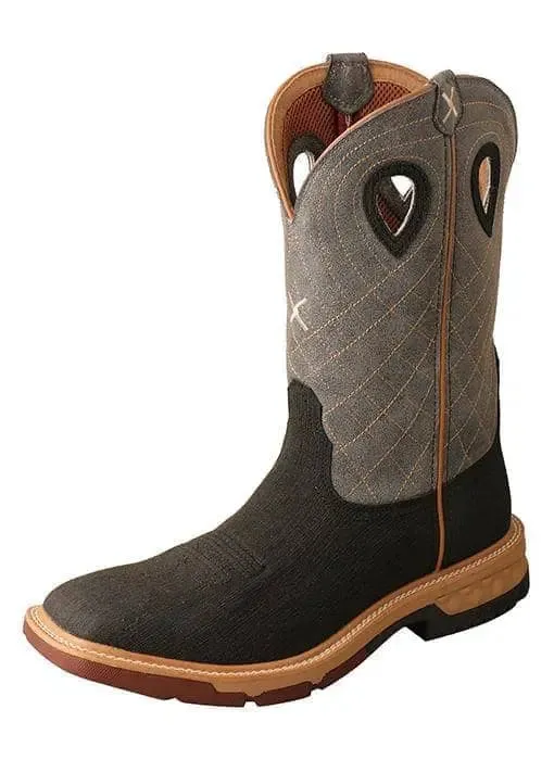 TWISTED X - Mens‚ 12Alloy Toe Western Work Boot with CellStretch, Rubberized Charcoal/Grey