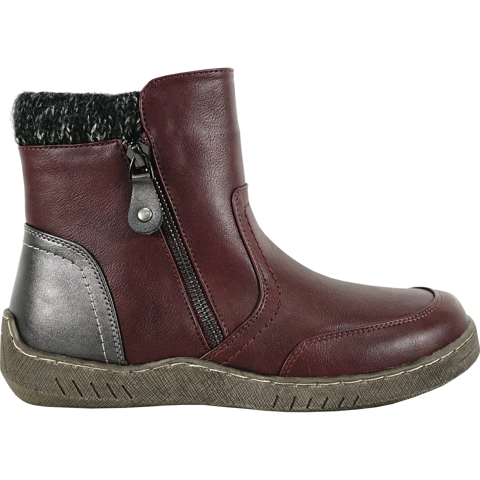 VANGELO Women Boot OY4404 Ankle Casual Boot Burgundy