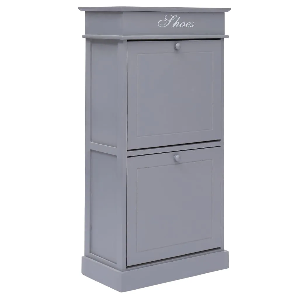 vidaXL Shoe Cabinet Grey 50x28x98 cm Paulownia Wood