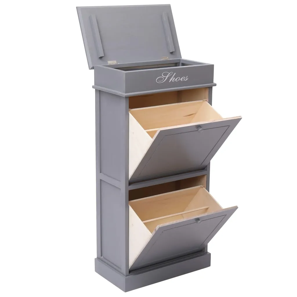 vidaXL Shoe Cabinet Grey 50x28x98 cm Paulownia Wood