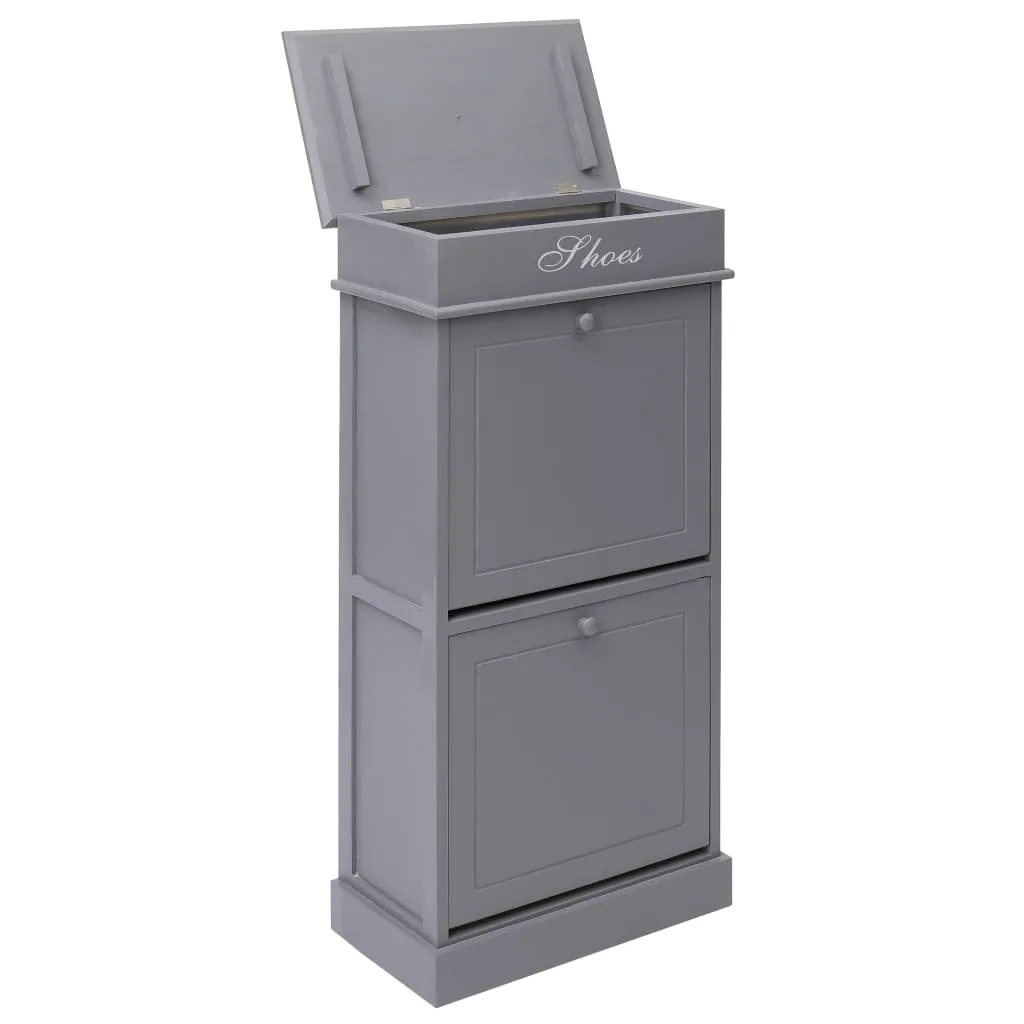 vidaXL Shoe Cabinet Grey 50x28x98 cm Paulownia Wood