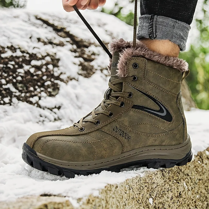 Winter Explorer Snow Boots - Premium Leather, Wear-Resistant, Warm Fleece Lining, Non-Slip Sole, Comfortable Fit, Waterproof, Breathable, Ideal for Hiking, Outdoor Activities, and Cold Weather - Durable, Long-Lasting, and Stylish