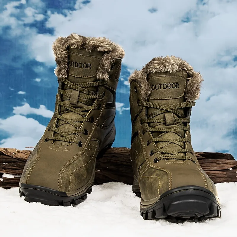 Winter Explorer Snow Boots - Premium Leather, Wear-Resistant, Warm Fleece Lining, Non-Slip Sole, Comfortable Fit, Waterproof, Breathable, Ideal for Hiking, Outdoor Activities, and Cold Weather - Durable, Long-Lasting, and Stylish